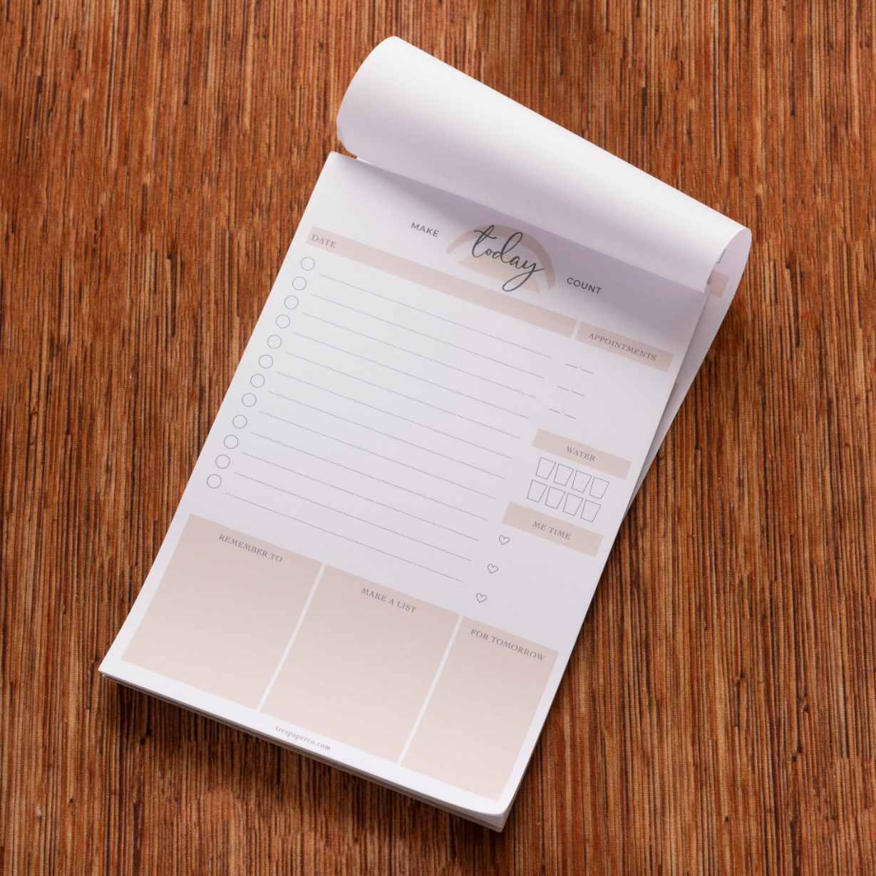 The Sweetest Rest & Recovery Box features a blank daily planner notepad with sections for to-dos, schedule, notes, priorities, and meal planning—ideal for self-care or as a thoughtful gift for cancer patients.
