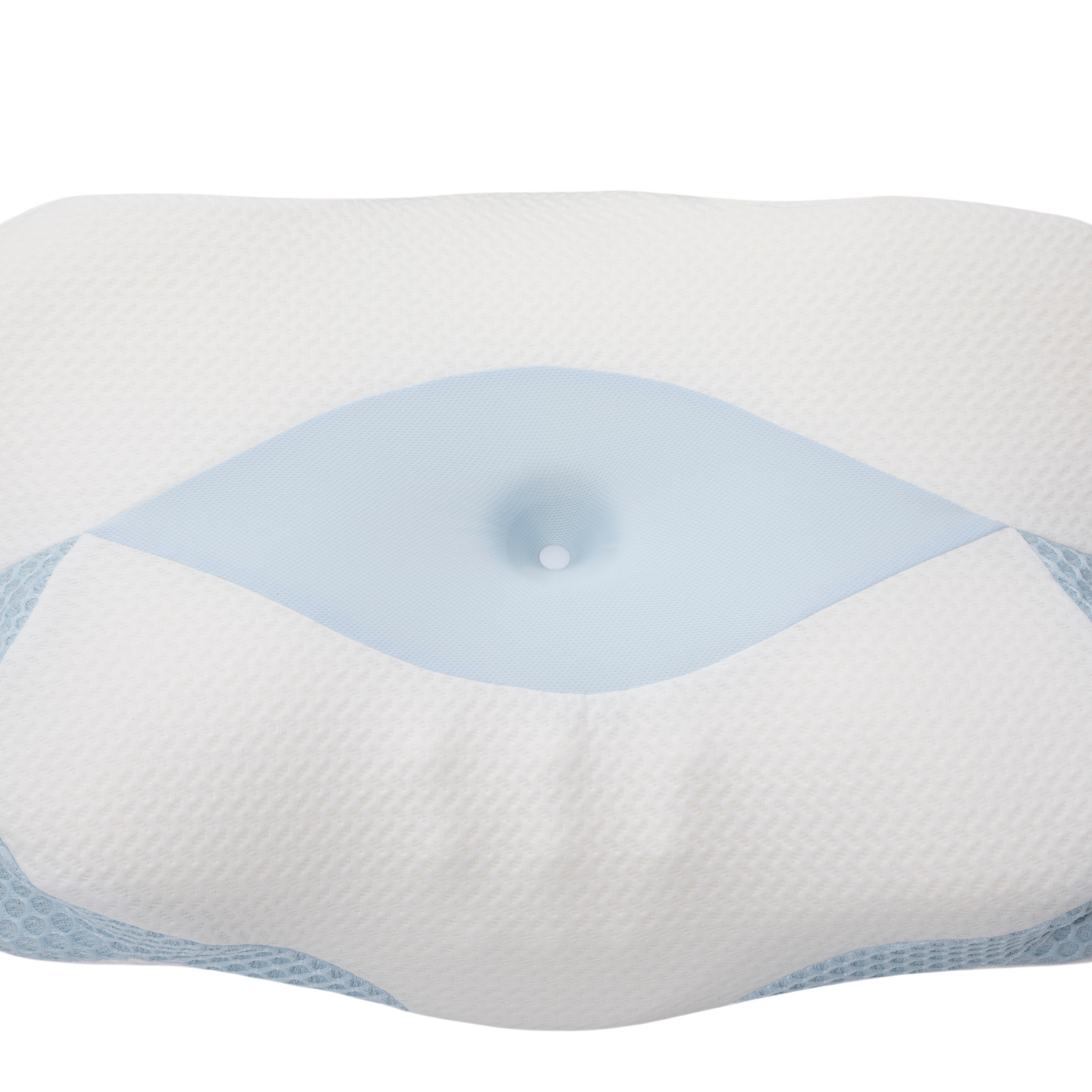 A contoured memory foam cervical pillow with a bamboo cover, displayed against a white background.