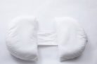 The Side Sleeping Chest Pillow is a white, U-shaped post-surgery support pillow with a fabric strap connecting the ends, shown on a plain white background.