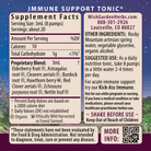 Daily Immune Builder supplement facts label includes ingredients, serving size, directions, suggested use, immune support warnings, contact info, shake before use instructions, and QR codes for more details.