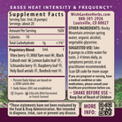 Supplement facts label for Hot Flash Tamer, Daily Regulator by WishGarden Herbs. Includes ingredients, serving size, suggested use, menopause caution, QR code, contact info, an FDA disclaimer, and features a pink and purple design.